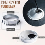MAHDPRO Metal Desk Grommet 2 Inch Pack of 2-Silver Zinc Alloy Metallic Desk - Image 2