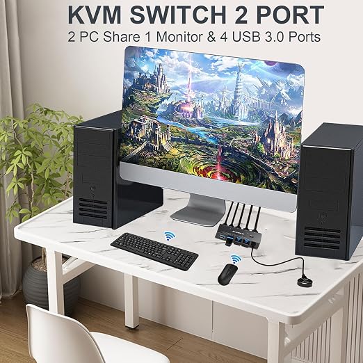 HDMI2.1 KVM Switch 2 Computer 1 Monitor 8K@60Hz, KVM Switch HDMI 2 Port - Image 2