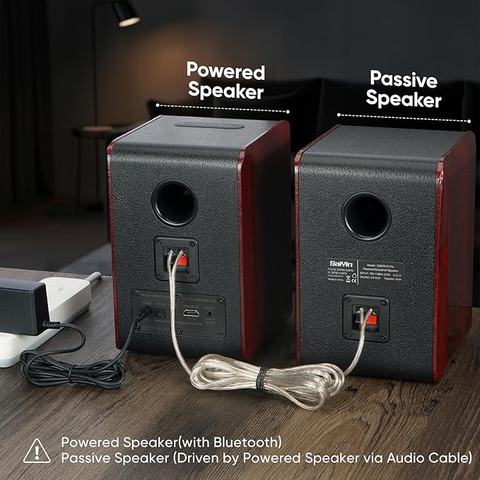 Saiyin Powered Bluetooth Bookshelf Speakers - Image 2
