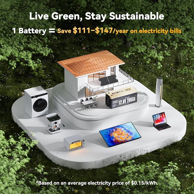 Power Queen 12V 200Ah PLUS LiFePO4 Battery, Built-in 200A BMS, 2560Wh Lithium - Image 7