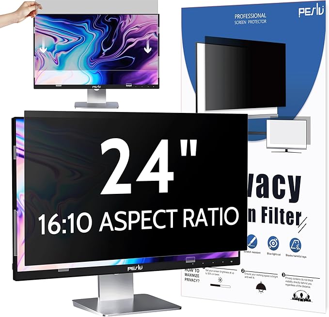 Privacy Screen for Computer Monitor 24 Inch 16:10 Aspect Ratio, Anti Blue Light by peslv