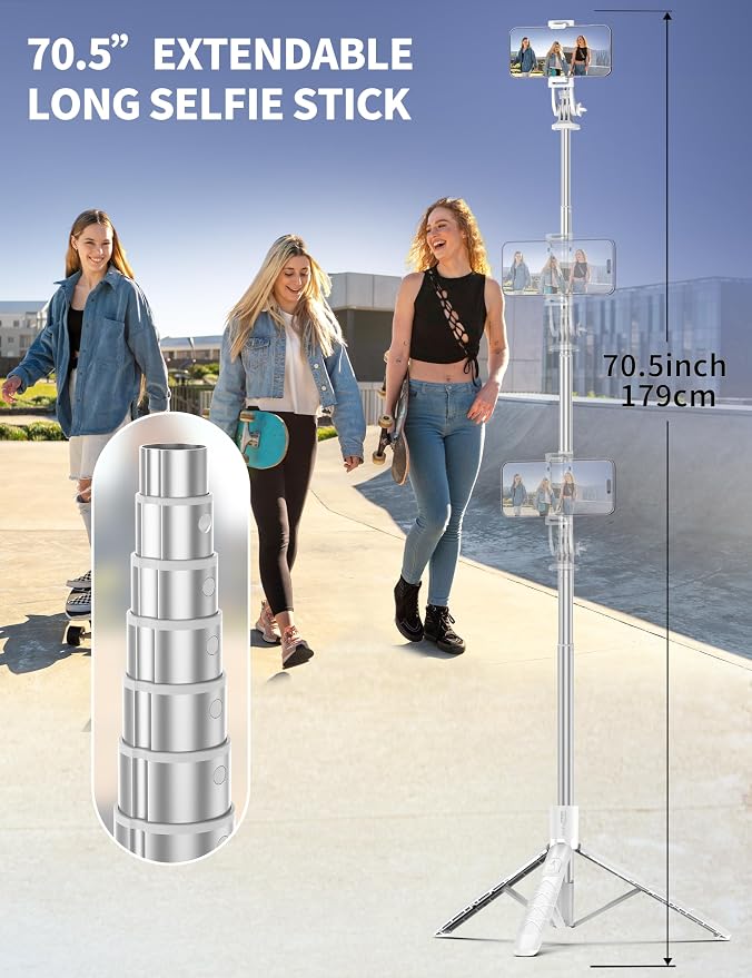 71" Phone Tripod Selfie Stick, All-in-1 - Image 3