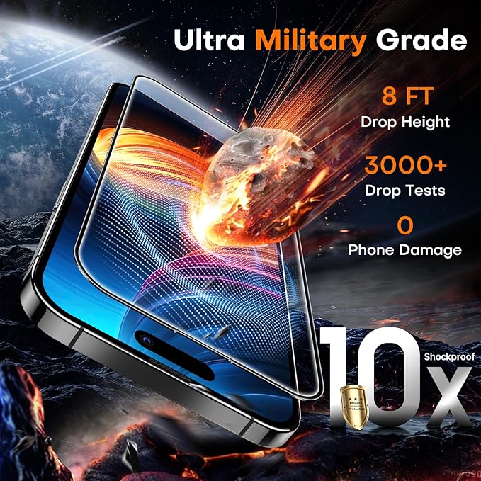 TOCOL for iPhone 16 Screen Protector 9H Hardness Military Grade Shatterproof HD - Image 3