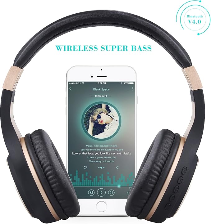 Riwbox Bluetooth Headphones, XBT-80 Folding Stereo Wireless Bluetooth - Image 2