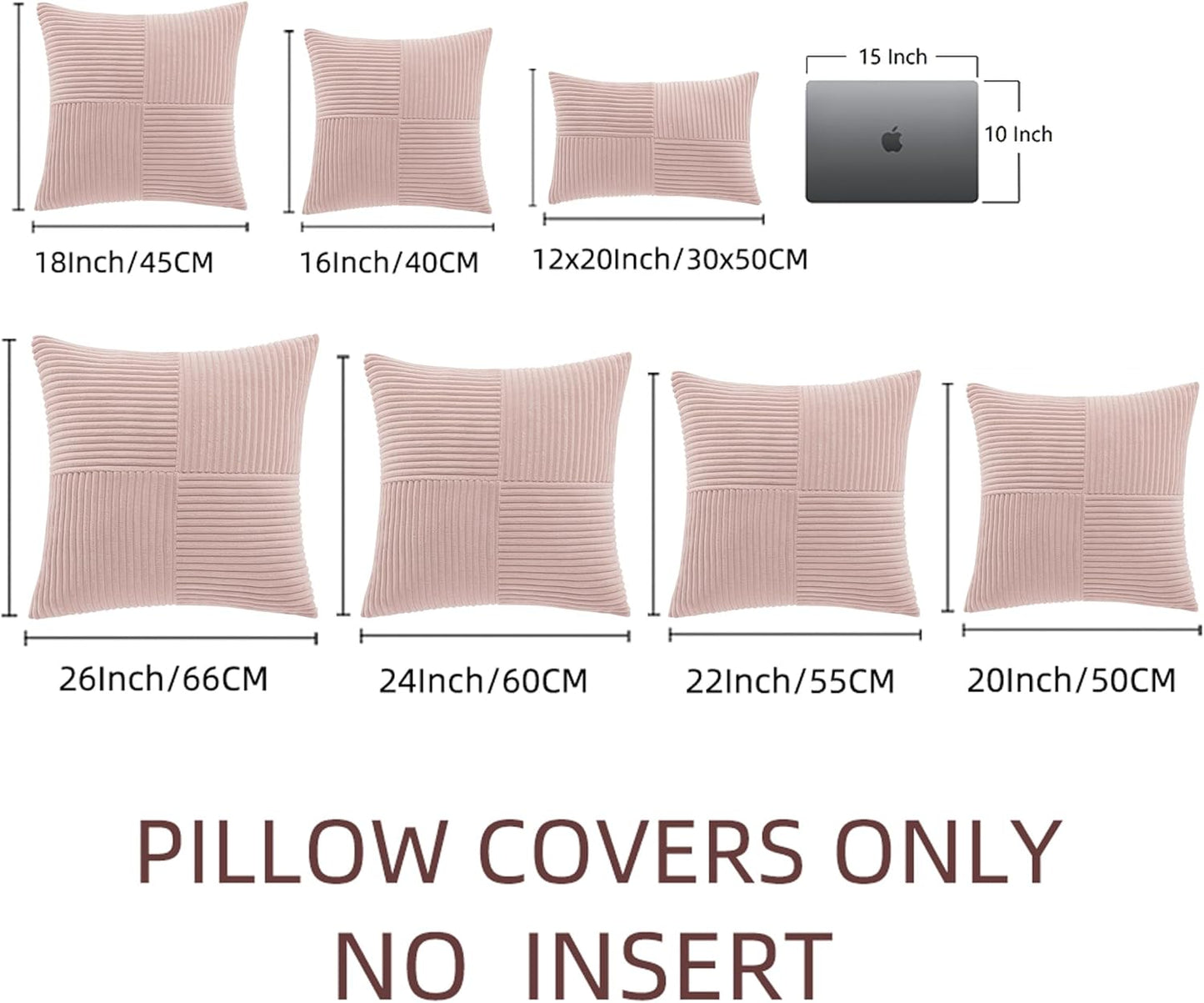 Fancy Homi 2 Packs Blush Pink Lumbar Decorative Throw Pillow Covers 12x20 Inch for Living Room Couch Bed, Rustic Farmhouse Boho Home Decor, Soft Striped Corduroy Rectangle Accent Cushion Case 30x50 cm
