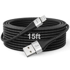 Extra Long iPhone Charger Cord 15FT USB A to Lightning Cable Braided Fast by OHBOX