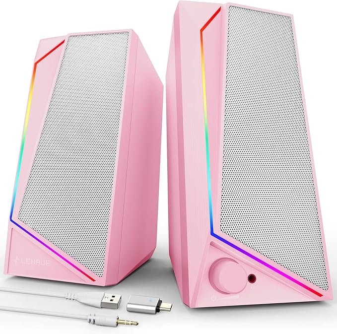 LENRUE Computer Speakers, USB/USB-C Powered PC Speakers by LENRUE