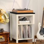 Record Player Stand with Vinyl Record Storage, Large Wood Turntable Stand - Image 4