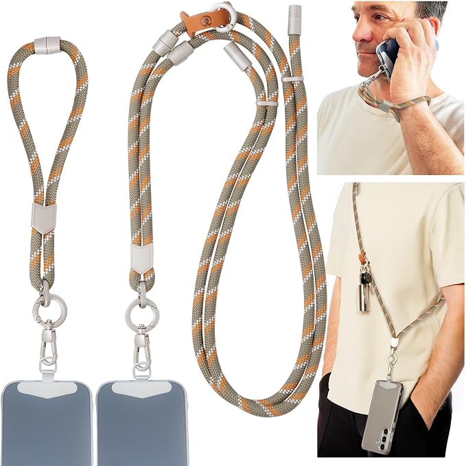 Pulpo 2-in-1 Cell Phone Wrist Strap and Lanyard Green & Orange by Pulpo
