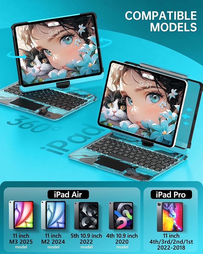 Intermerge Clear Keyboard Case for iPad Air 11", Air 5th/4th, Pro 11" 2022-2018 - Image 2