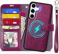 TUCCH Case for Galaxy S25, 2 in 1 Magnetic PU Leather Wallet Case Wrist Strap by TUCCH