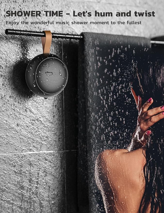 Portable Bluetooth Speaker, IPX7 Waterproof Small Shower Speaker Wireless - Image 4