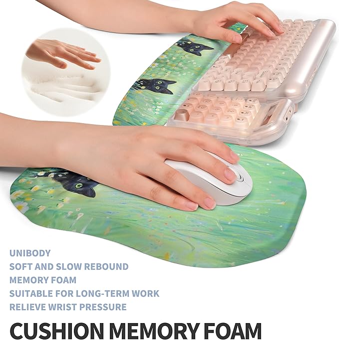 2-in-1 Ergonomic Set, Wave Keyboard Wrist Rest and Massage Slope Mouse Pad - Image 4