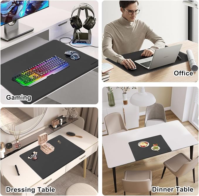 Desk Mat with Lip & Reinforced Stitched Edge|Non-Slip Waterproof PU Leather - Image 7