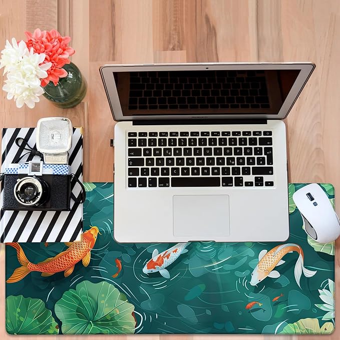 Colorful Koi Fish Gaming Mouse Pad 3mm Thick Stitched Edge Waterproof Non-Slip - Image 6