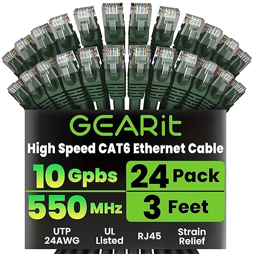 GearIT Cat 6 Ethernet Cable Cat6 Network Patch, Snagless Cord, Internet by GEARit