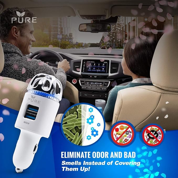 Car Air Purifier 3in1 Premium Stainless Steel HEPA Filter Ionizer w/Dual USB - Image 6