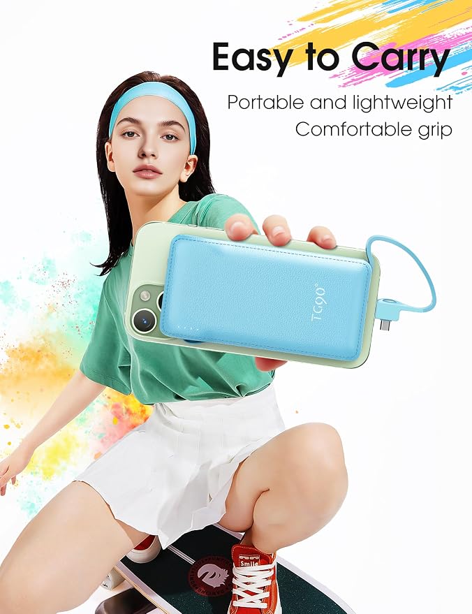 TG90° 2 Pack 10000mAh Power Bank Built-in Foldable AC Wall Plug and Cables - Image 5