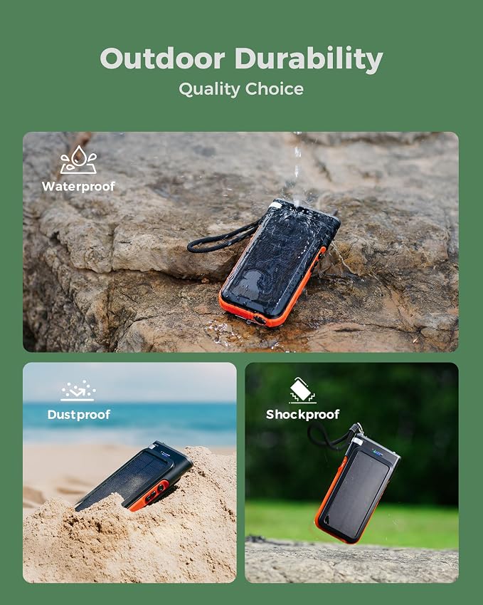 GOODaaa Solar Power Bank, 45800mAh Wireless Portable Charger Built-in Cables - Image 8