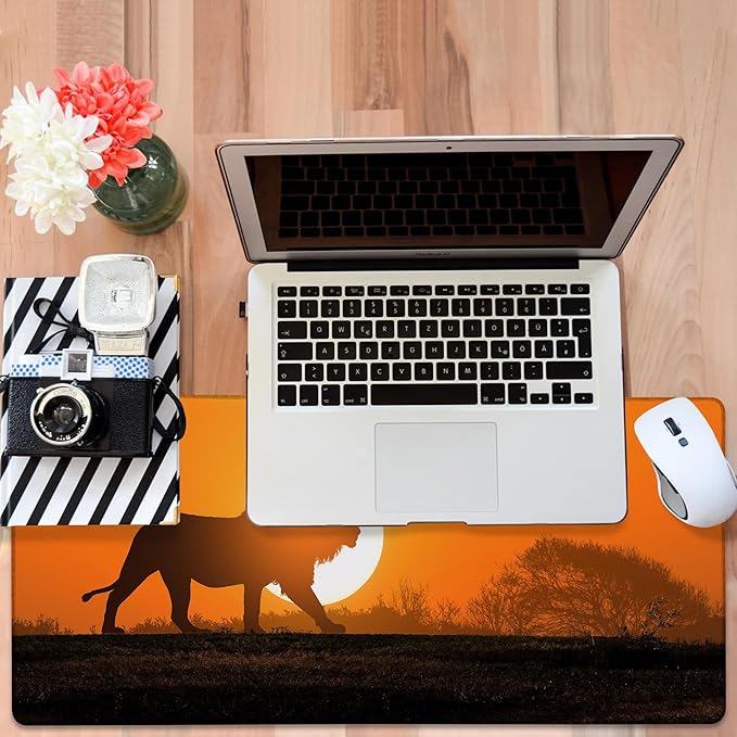 Large Mouse Pad Lion Silhouette Gaming Desk Pad Computer Keyboard Non-Slip - Image 6