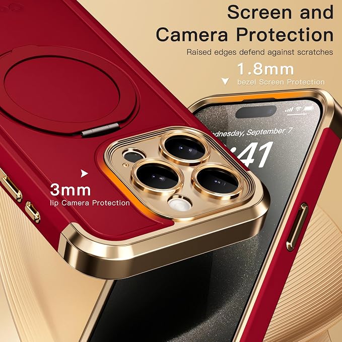 COOLQO for iPhone 14 Pro Max Case 6.7'' Upgraded 360° Spin Magnetic Stand - Image 6