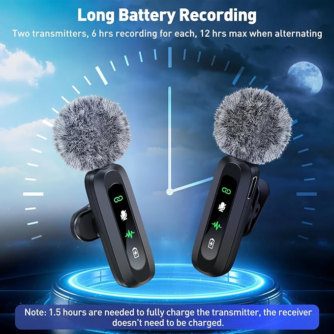 Wireless Lavalier Microphone for iPhone Recording Clip-on Mini Mic for - Image 4