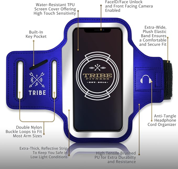 TRIBE Running Phone Holder Armband. iPhone & Galaxy Cell Phone Sports Arm Bands - Image 3