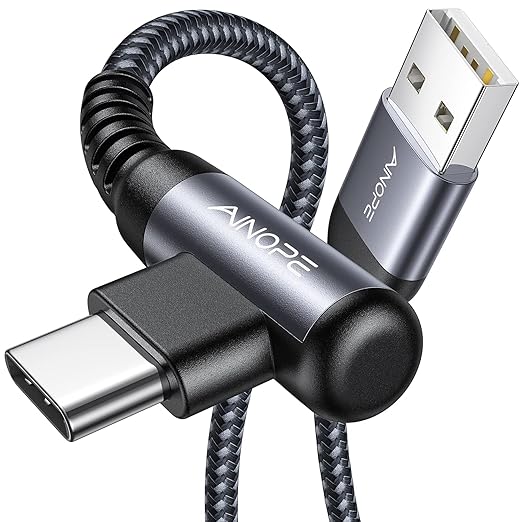 AINOPE USB to USB C Cable 3.1A Fast Charger Type C Right Angle, Resistant Nylon by AINOPE10yearsforphoneaccessories