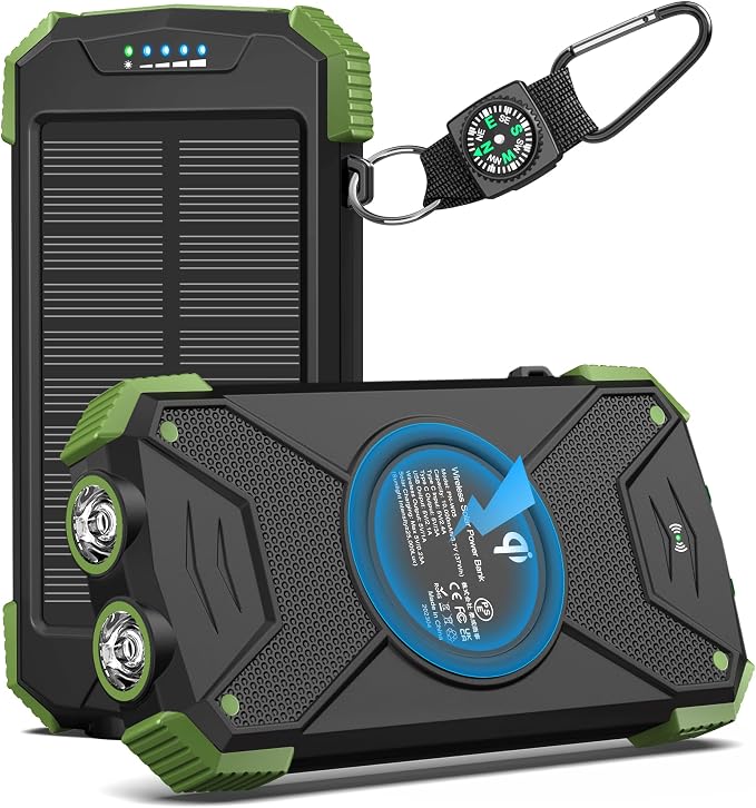 BLAVOR Solar Charger Power Bank 10, Portable Wireless Charger, 20W Fast by BLAVOR