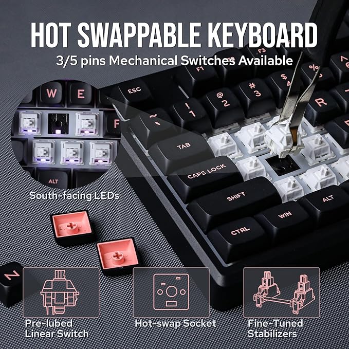 EPOMAKER Galaxy100 QMK/VIA Wireless Gaming Keyboard, Aluminum Shell, - Image 6
