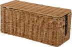 PEMAR Natural Rattan Wicker Cable Management Box, Cable Organizer, 2 Open Slots - Image 8