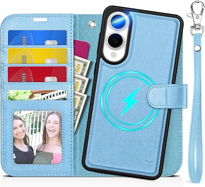 TUCCH Case Wallet for Galaxy S25 Edge, Removable Wrist Strap PU Leather by TUCCH