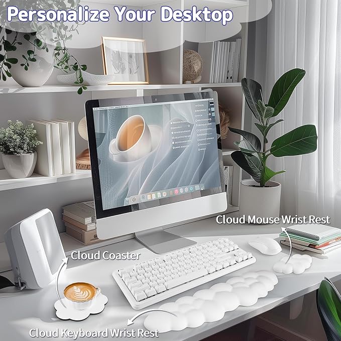 Cloud Wrist Rest Keyboard, Cloud Keyboard Wrist Pad Set - Image 2