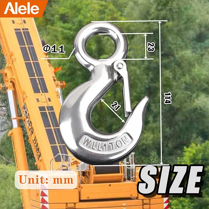 Alele Grab Hooks, 1T Crane Scale, Slip Hooks, Stainless Steel Lifting Hook - Image 7