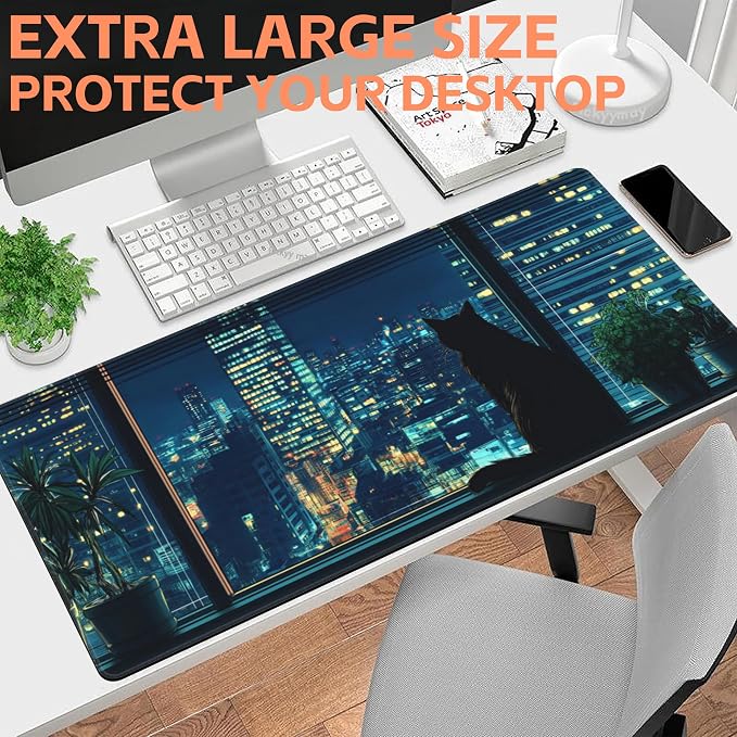Mouse Pad Large Black Cat Non-Slip Gaming Desk Mat - Image 6