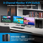 8K@60Hz HDMI Displayport KVM Switch 3 Monitors 2 Computers 4K@120Hz Triple - Image 5