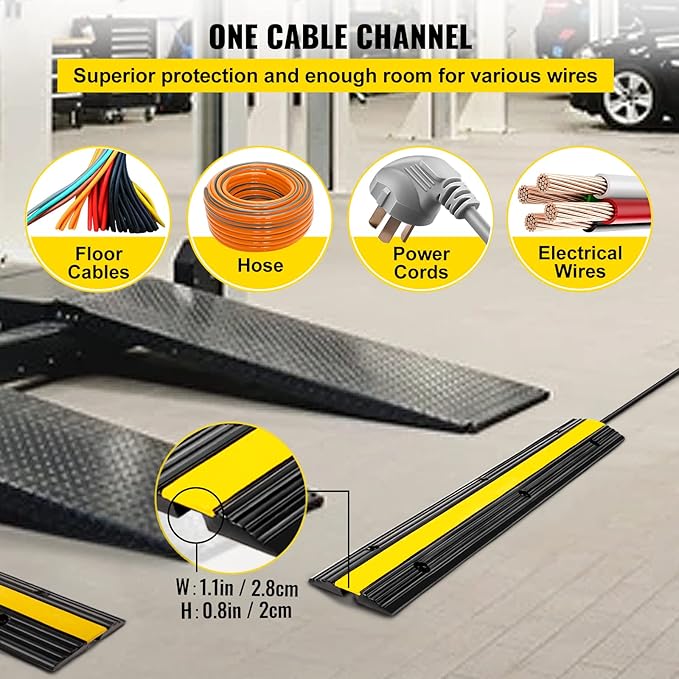 Happybuy 4 Pack of 1-Channel Rubber Cable Protector Ramps Heavy Duty 18000Lbs - Image 3