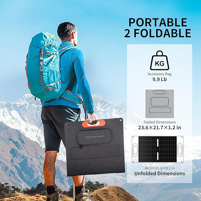 100W Portable Solar Panel for Power Station Generator, 100 Watt Foldable Solar - Image 5