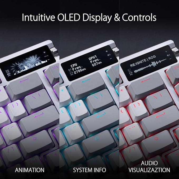 ASUS ROG Azoth 75% Wireless DIY Custom Gaming Keyboard, OLED Display, - Image 2