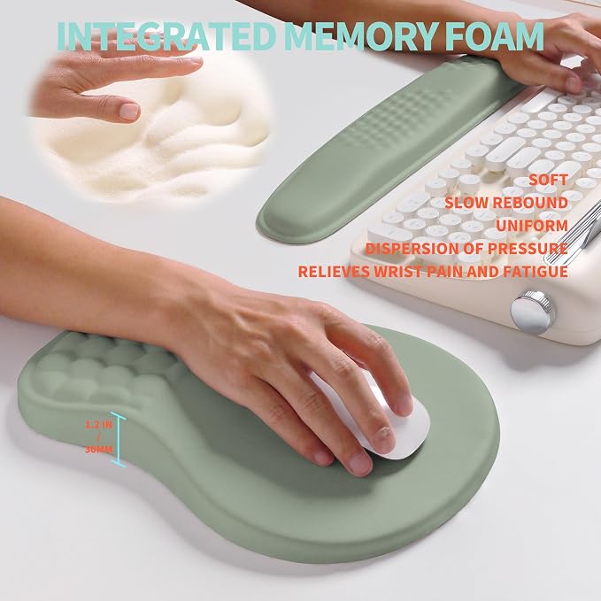 2-in-1 Ergonomic Set, Wave Rise Keyboard Wrist Rest and Massage Bulge Slope - Image 4