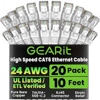 GearIT Cat 6 Ethernet Cable Cat6 Network Patch, Snagless Cord, Internet by GEARit