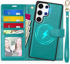 TUCCH Case Wallet for Galaxy S25 Ultra, Detachable RFID Blocking 4 Card Holder by TUCCH