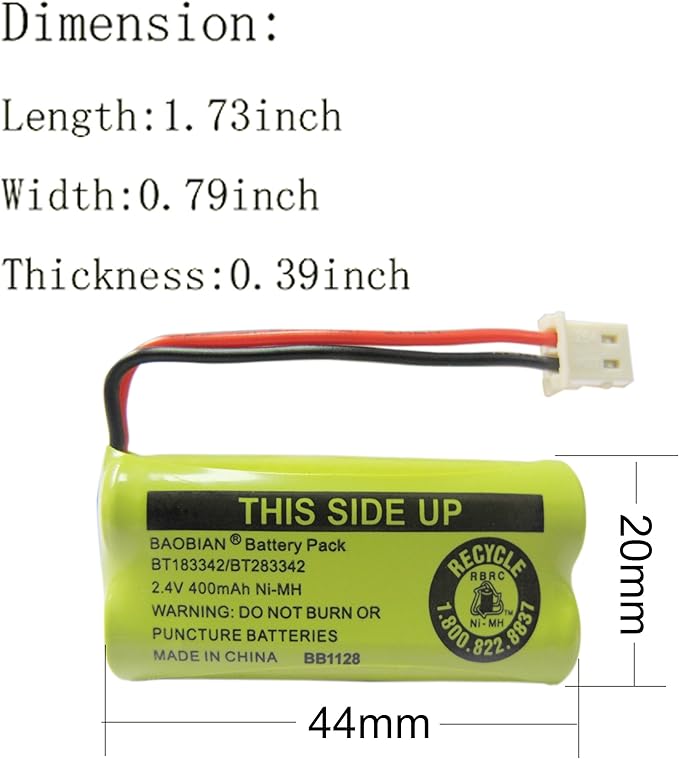2.4V 400mAh Cordless Home Phone Battery Compatible - Image 3