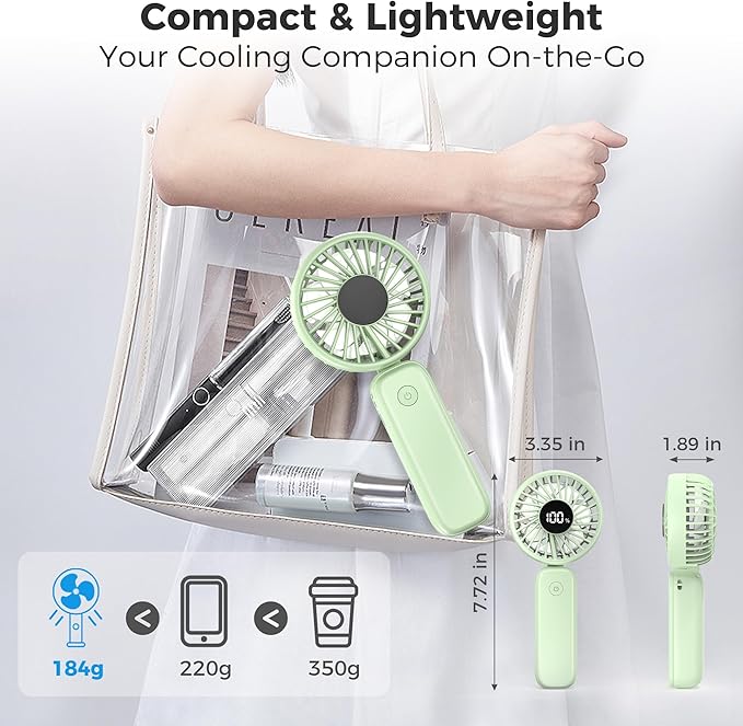 Portable Handheld Fan, 5000mAh Rechargeable Battery, Max 15H Cooling, 4 Speeds - Image 6