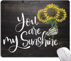 Sunflower 'You Are My Sunshine' Black Wood Gaming Mouse Mat by DUADELI