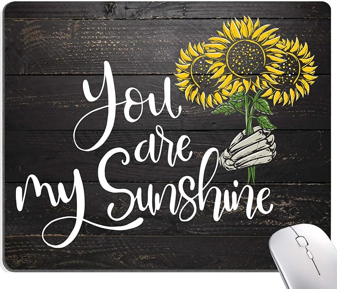Sunflower 'You Are My Sunshine' Black Wood Gaming Mouse Mat by DUADELI
