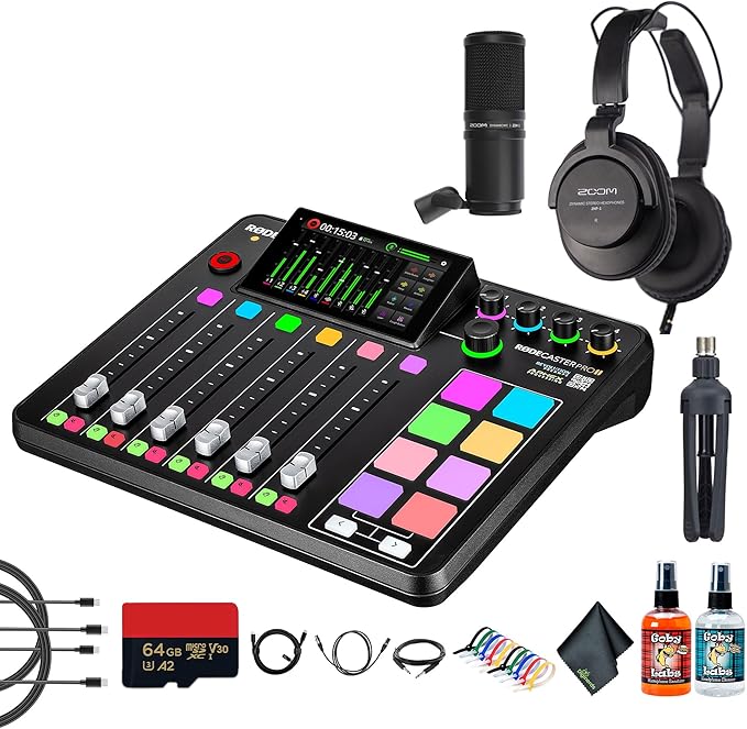 RODE RODECaster Pro II + Studio Headphones + Podcast Microphone + 64GB Micro SD by R%C3%98DE