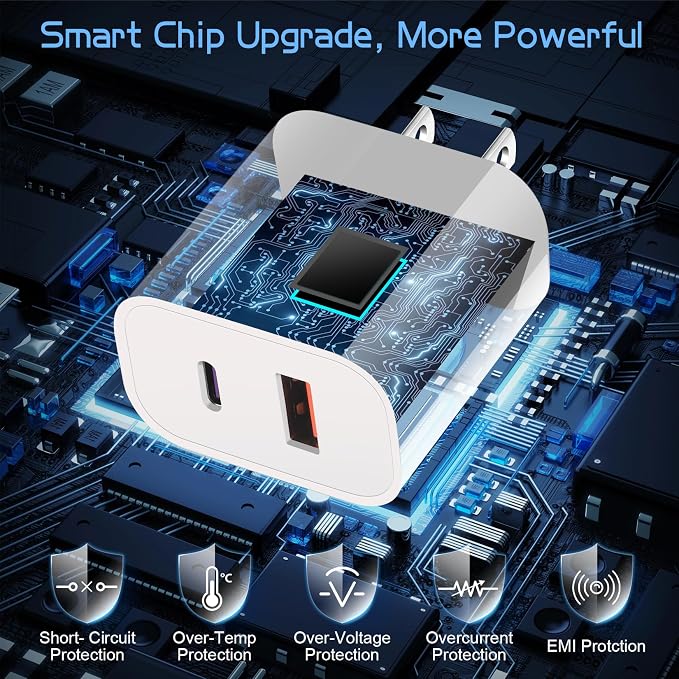 iPhone 16 15 Charger Fast Charging Block, Dual Port USB A/C Charger Adapter Plug - Image 4