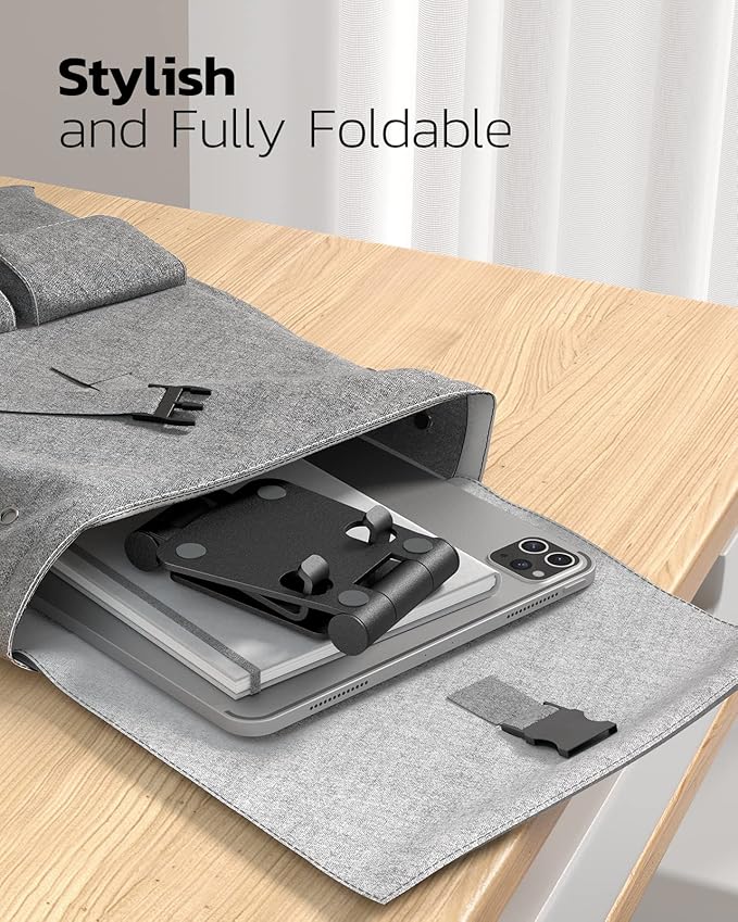 Nulaxy Dual Folding Cell Phone Stand, Fully Adjustable Foldable Desktop Phone - Image 6