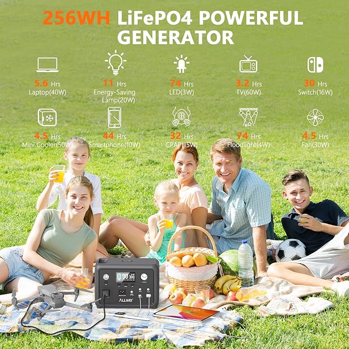 ALLWEI 300W/256Wh LiFePO4 Solar Generator - Image 8